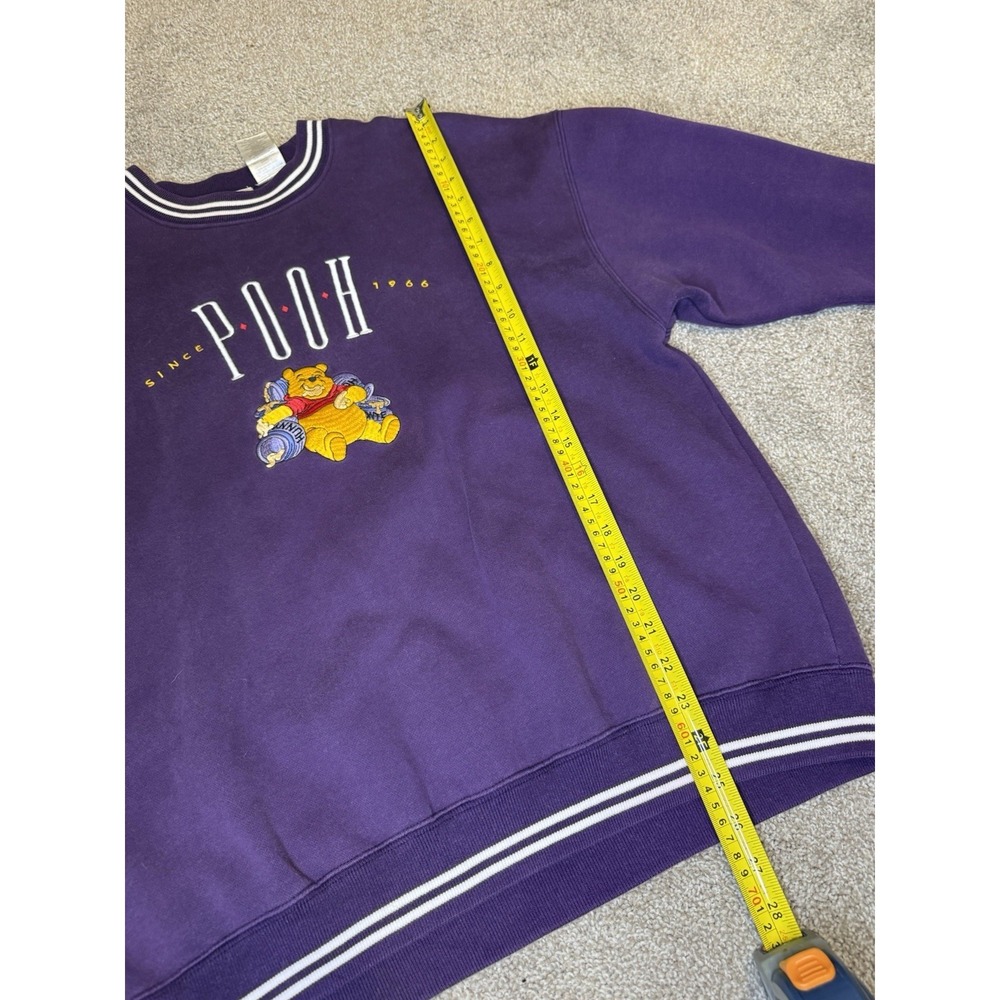 Disney 90's Vintage Winnie The Pooh Wmn Sz Medium Crewneck Purple Embroidered - Picture 7 of 11
